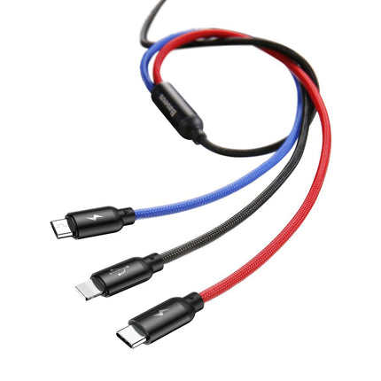 BASEUS Robust cable 3in1 USB microUSB Iphone Lightning USB-C 3.5A 1.2M black – image 5
