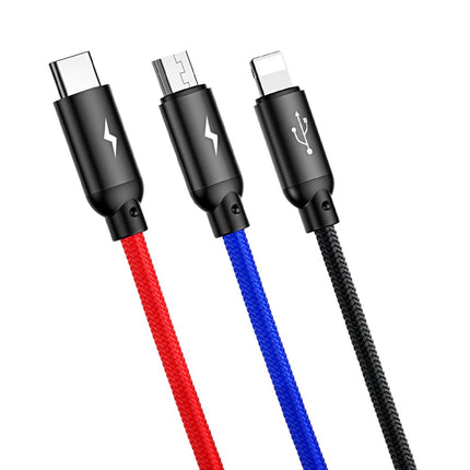 BASEUS Robust cable 3in1 USB microUSB Iphone Lightning USB-C 3.5A 1.2M black – image 6
