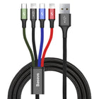 BASEUS USB cable 4w1 2 x Iphone Lightning USB-C microUSB in nylon 3.5A 1.2m black