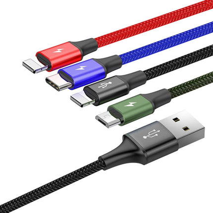 BASEUS USB cable 4w1 2 x Iphone Lightning USB-C microUSB in nylon 3.5A 1.2m black – image 4