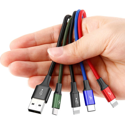 BASEUS USB cable 4w1 2 x Iphone Lightning USB-C microUSB in nylon 3.5A 1.2m black – image 5