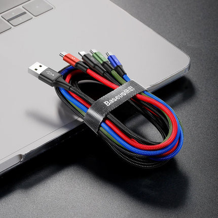 BASEUS USB cable 4w1 2 x Iphone Lightning USB-C microUSB in nylon 3.5A 1.2m black – image 7
