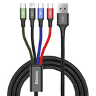 BASEUS USB cable 4w1 Iphone Lightning 2 x USB-C microUSB in nylon 3.5A 1.2m black