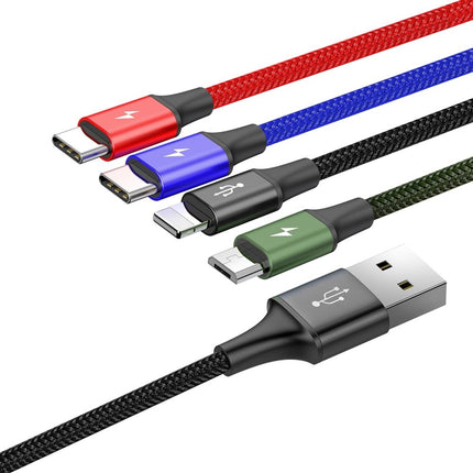 BASEUS USB cable 4w1 Iphone Lightning 2 x USB-C microUSB in nylon 3.5A 1.2m black – image 4