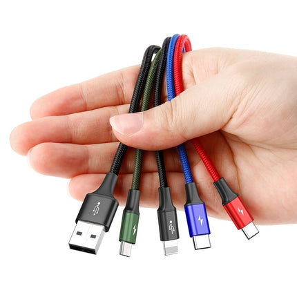 BASEUS USB cable 4w1 Iphone Lightning 2 x USB-C microUSB in nylon 3.5A 1.2m black – image 5