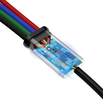 BASEUS USB cable 4w1 Iphone Lightning 2 x USB-C microUSB in nylon 3.5A 1.2m black – image 9