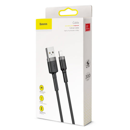 BASEUS Robust nylon cable USB Iphone Lightning QC3.0 2A 3M black and grey cable – image 9
