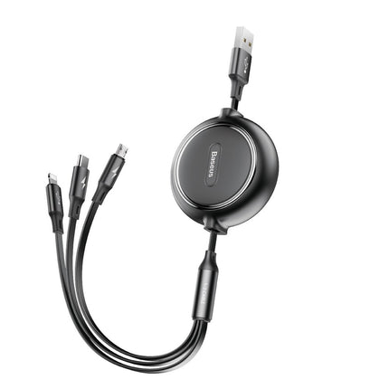 BASEUS Expandable cable 3in1 USB microUSB Iphone Lightning USB-C 3.5A 35cm 120cm black