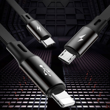 BASEUS Expandable cable 3in1 USB microUSB Iphone Lightning USB-C 3.5A 35cm 120cm black – image 10