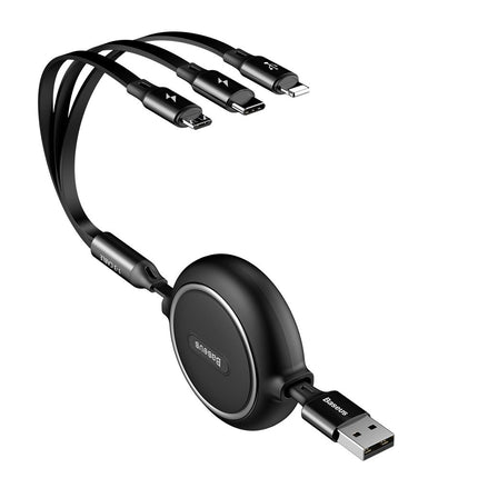 BASEUS Expandable cable 3in1 USB microUSB Iphone Lightning USB-C 3.5A 35cm 120cm black – image 2