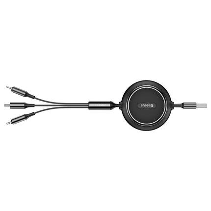 BASEUS Expandable cable 3in1 USB microUSB Iphone Lightning USB-C 3.5A 35cm 120cm black – image 3