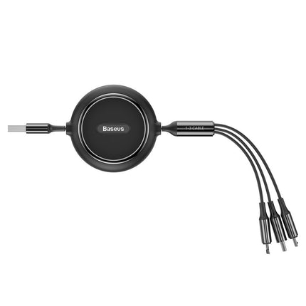 BASEUS Expandable cable 3in1 USB microUSB Iphone Lightning USB-C 3.5A 35cm 120cm black – image 5