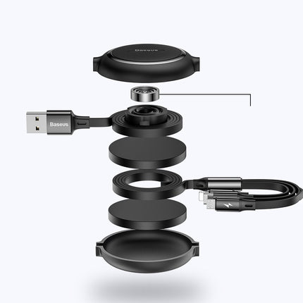 BASEUS Expandable cable 3in1 USB microUSB Iphone Lightning USB-C 3.5A 35cm 120cm black – image 6