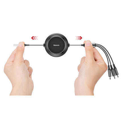 BASEUS Expandable cable 3in1 USB microUSB Iphone Lightning USB-C 3.5A 35cm 120cm black – image 8