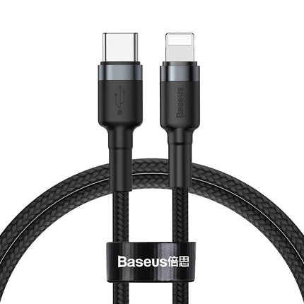 BASEUS Robust nylon cable USB-C PD Iphone Lightning 18W QC3.0 1m black-gray