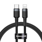 BASEUS Robust nylon cable USB-C PD Iphone Lightning 18W QC3.0 1m black-gray