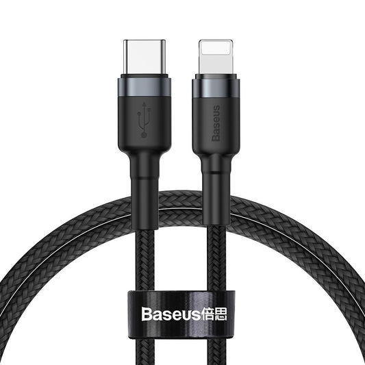 BASEUS Robust nylon cable USB-C PD Iphone Lightning 18W QC3.0 1m black-gray