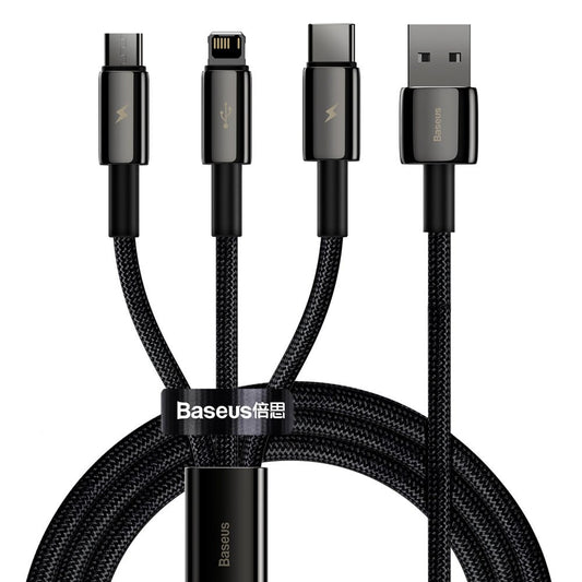 BASEUS Cable 3in1 USB-C cable Iphone Lightning microUSB 3.5 A 1.5 m black