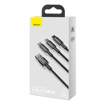 BASEUS Cable 3in1 USB-C cable Iphone Lightning microUSB 3.5 A 1.5 m black – image 5