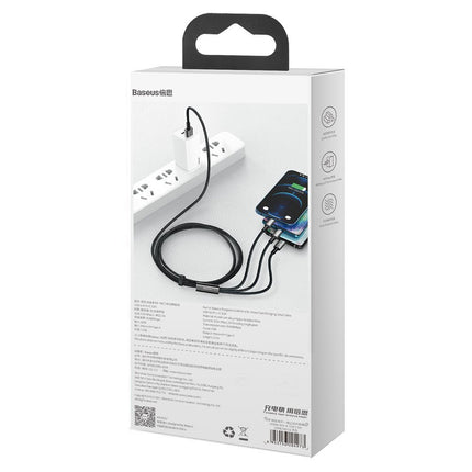 BASEUS Cable 3in1 USB-C cable Iphone Lightning microUSB 3.5 A 1.5 m black – image 6