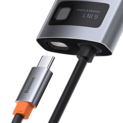 BASEUS Multifunctional 6in1 USB HUB USB-C PD HDMI 3x USB 3.2 RJ45 Gray – image 3