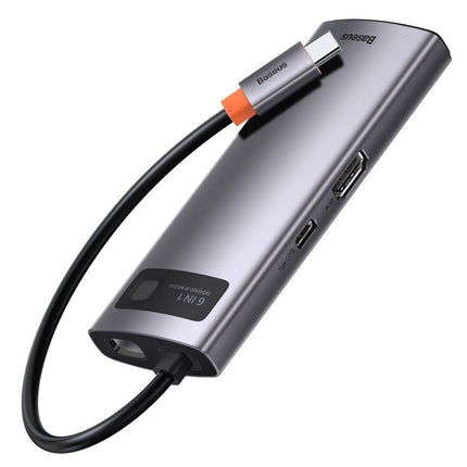 BASEUS Multifunctional 6in1 USB HUB USB-C PD HDMI 3x USB 3.2 RJ45 Gray – image 7