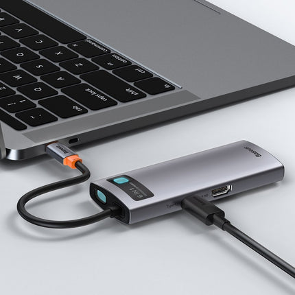 BASEUS Multifunctional 6in1 USB HUB USB-C PD HDMI 3x USB 3.2 RJ45 Gray – image 9