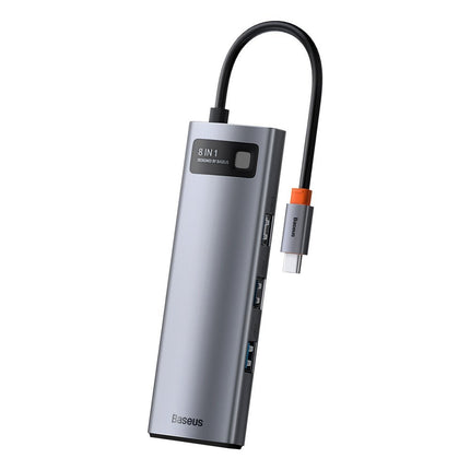 BASEUS Multifunctional HUB 8in1 USB USB-C PD 100W HDMI SD and microSD card reader 3x USB 3.2 RJ45 Gray – image 3