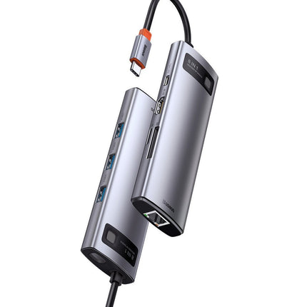 BASEUS Multifunctional HUB 8in1 USB USB-C PD 100W HDMI SD and microSD card reader 3x USB 3.2 RJ45 Gray – image 4