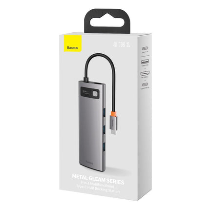 BASEUS Multifunctional HUB 8in1 USB USB-C PD 100W HDMI SD and microSD card reader 3x USB 3.2 RJ45 Gray – image 5