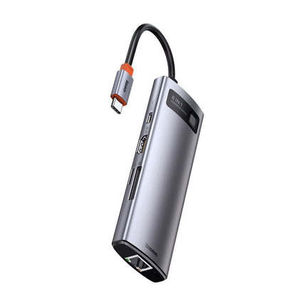 BASEUS Multifunctional HUB 8in1 USB USB-C PD 100W HDMI SD and microSD card reader 3x USB 3.2 RJ45 Gray – image 8