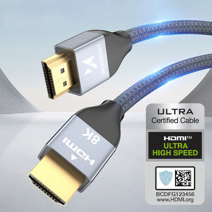 WOZINSKY Cable HDMI 2.1 8K 60 Hz 48 Gbps 4K 120 Hz 2K 144 Hz 5 m silver – image 3