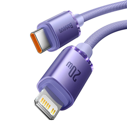 BASEUS Wire cable for fast charging and transfer of data USB-C Iphone Lightning 20W 2m purple – image 2