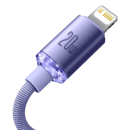 BASEUS Wire cable for fast charging and transfer of data USB-C Iphone Lightning 20W 2m purple – image 7