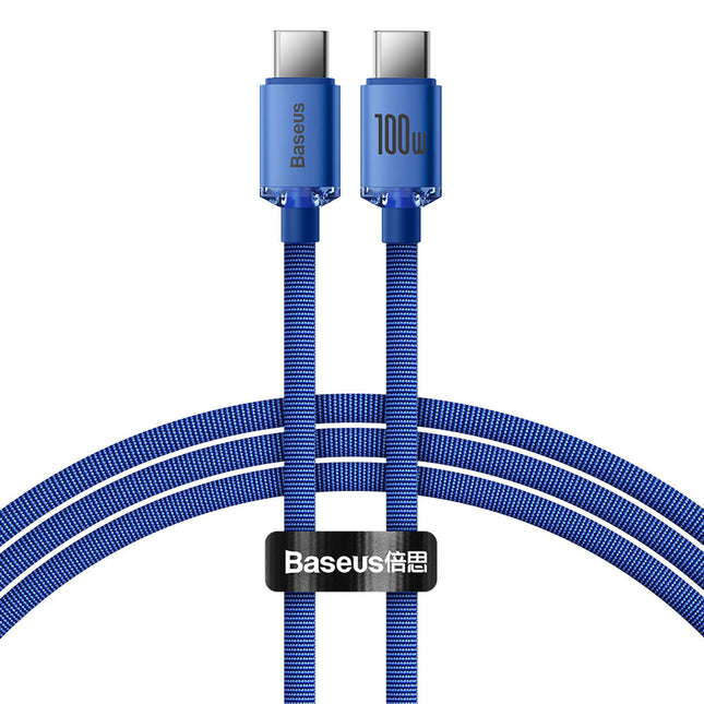 BASEUS USB-C 100W 1.2m blue cable for fast charging and transfer data