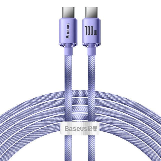 BASEUS USB-C 100W 2m violet cable for fast charging and data transfer