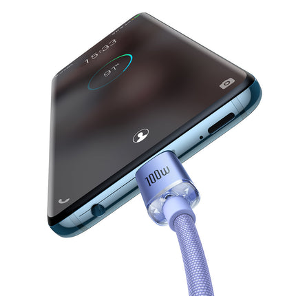 BASEUS USB-C 100W 2m violet cable for fast charging and data transfer – image 3