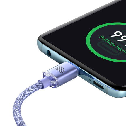 BASEUS USB-C 100W 2m violet cable for fast charging and data transfer – image 4