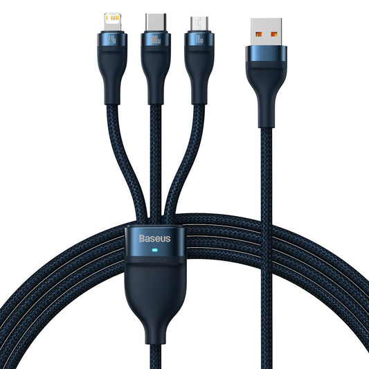 BASEUS Flash Series II USB-C cable Iphone Lightning microUSB 100W 1.2m blue