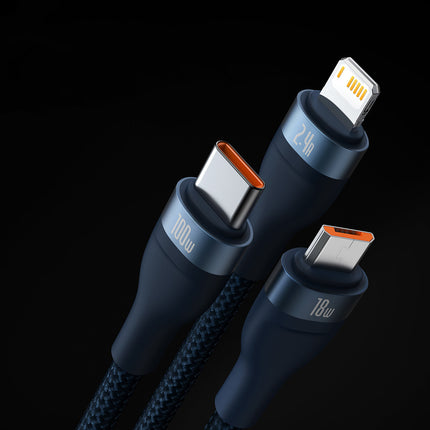 BASEUS Flash Series II USB-C cable Iphone Lightning microUSB 100W 1.2m blue – image 11