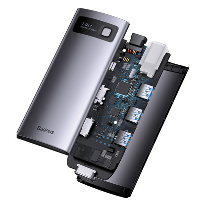 BASEUS HUB 7in1 docking station USB-C 1xHDMI 1xVGA 3xUSB 3.2 1xPower Delivery RJ-45 Ethernet gray – image 3
