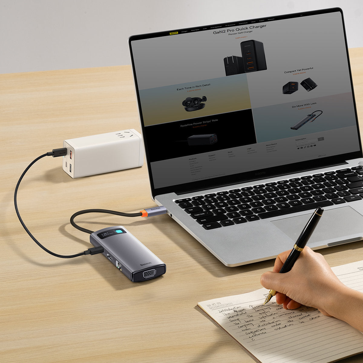 BASEUS HUB 7in1 docking station USB-C 1xHDMI 1xVGA 3xUSB 3.2 1xPower Delivery RJ-45 Ethernet gray – image 7
