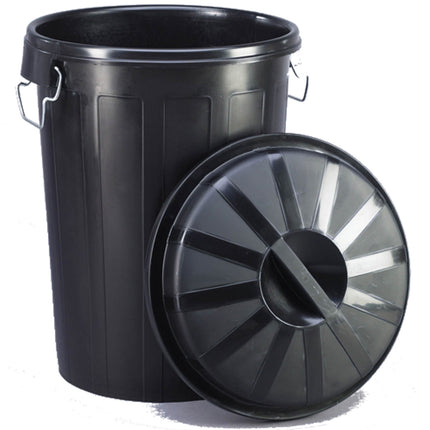 MEVA Universal waste bin container with cover, round, 95L, black