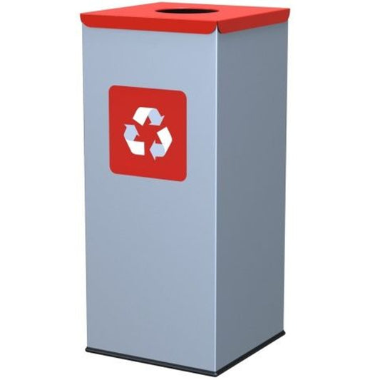 GSG24 Metal basket for waste separation 30x30x70cm 60L METAL - red cover