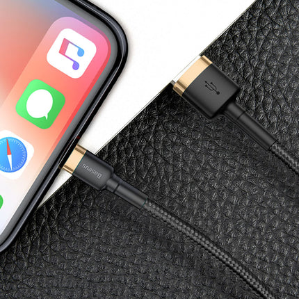 BASEUS Robust cable in USB wrapper for iPhone Lightning QC3 1m - black and gold – image 7