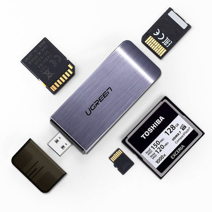UGREEN SD/Micro SD/CF/MS memory card reader USB 3.0 plugin - grey – image 4