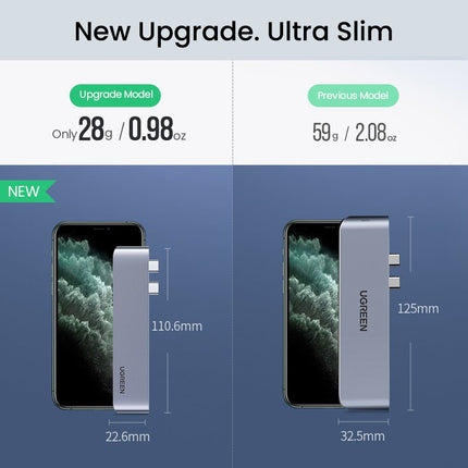 UGREEN Multifunction HUB port to MacBook Pro / Air 2x USB-C on USB-C HDMI 3x USB 3.0 - grey – image 3