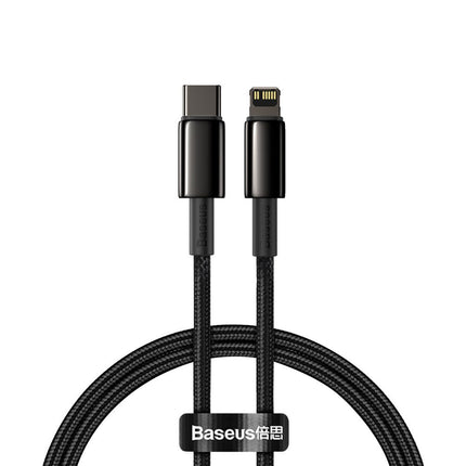 BASEUS Cable for iPhone USB-C - Lightning fast charging 20W 1m - all black