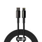 BASEUS Cable for iPhone USB-C - Lightning fast charging 20W 2m - all black
