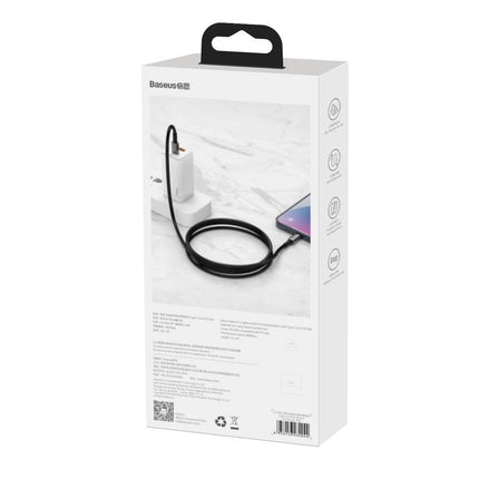BASEUS Cable for iPhone USB-C - Lightning fast charging 20W 2m - all black – image 6